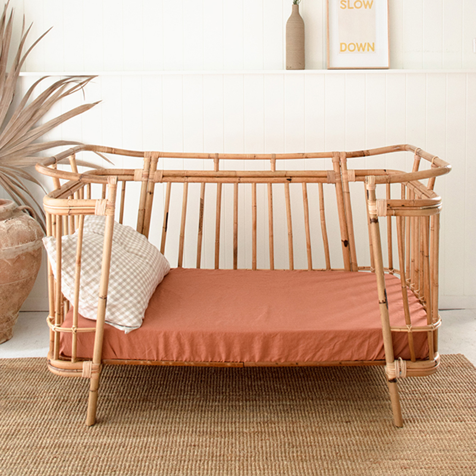 Desert Rose French linen Cot Sheet