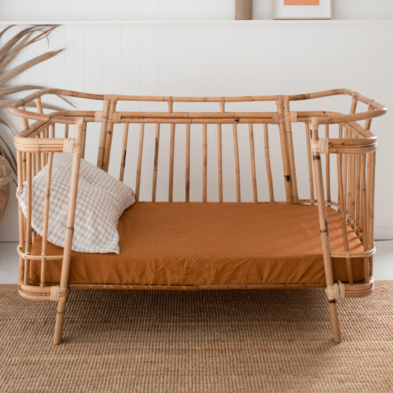 Ochre French linen Cot Sheet