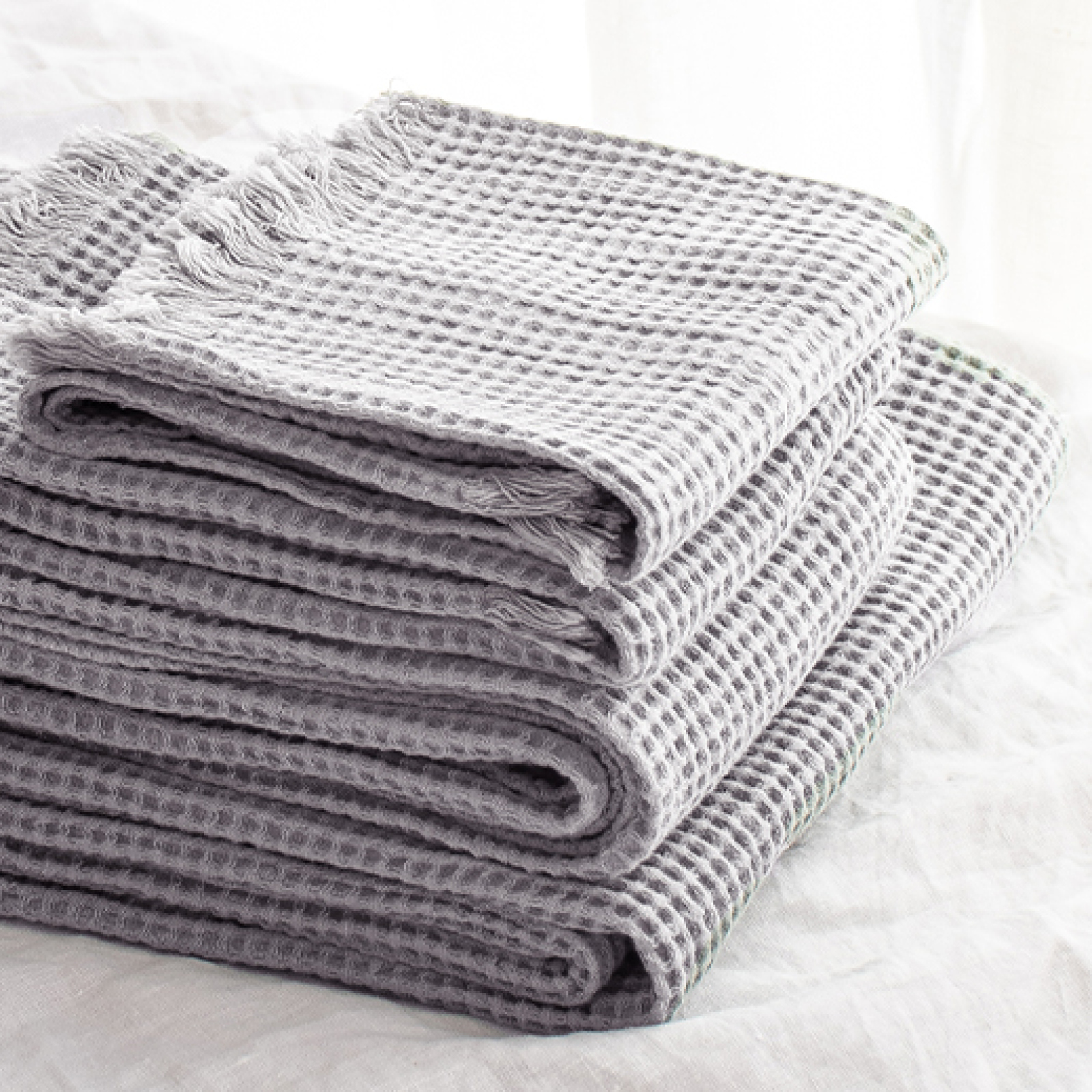 Soft Grey Linen Waffle Towel Range
