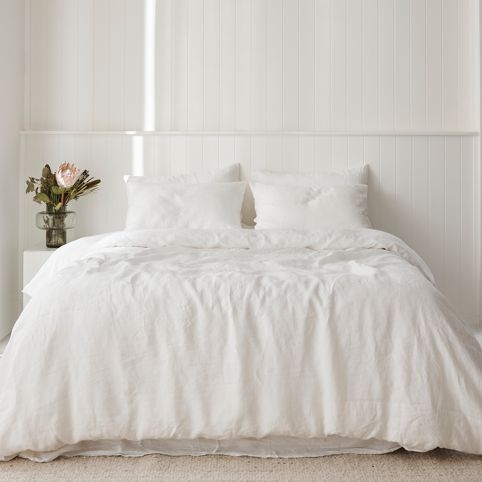 100% pure French linen Duvet Cover in White
