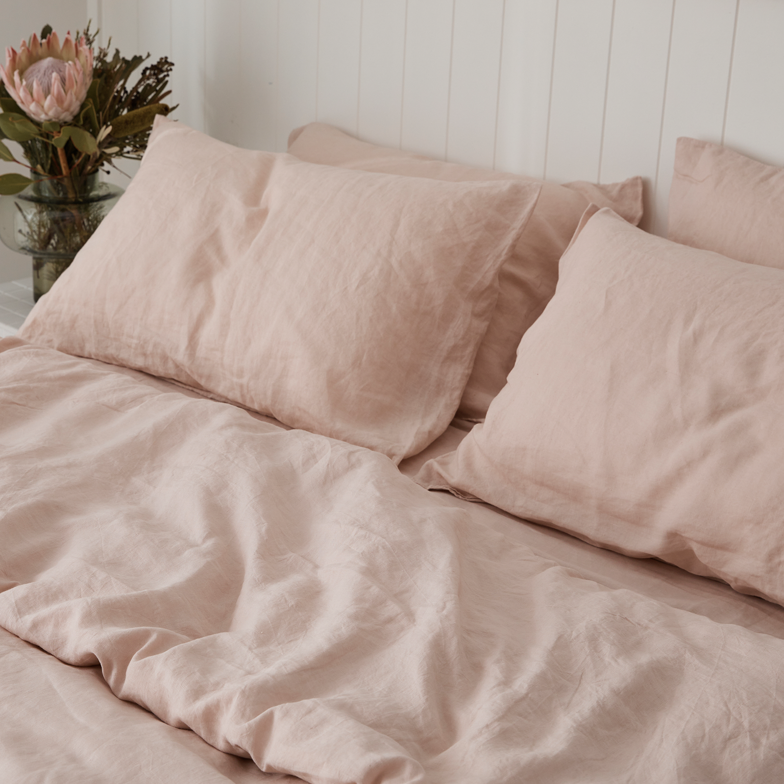 100% pure French linen Duvet Cover in Blush