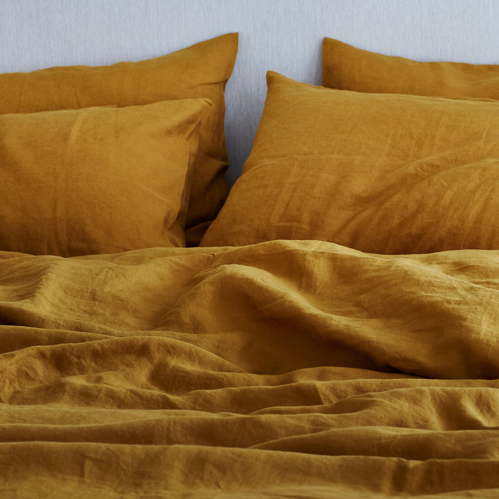 100% pure French linen Duvet Cover in Mustard 