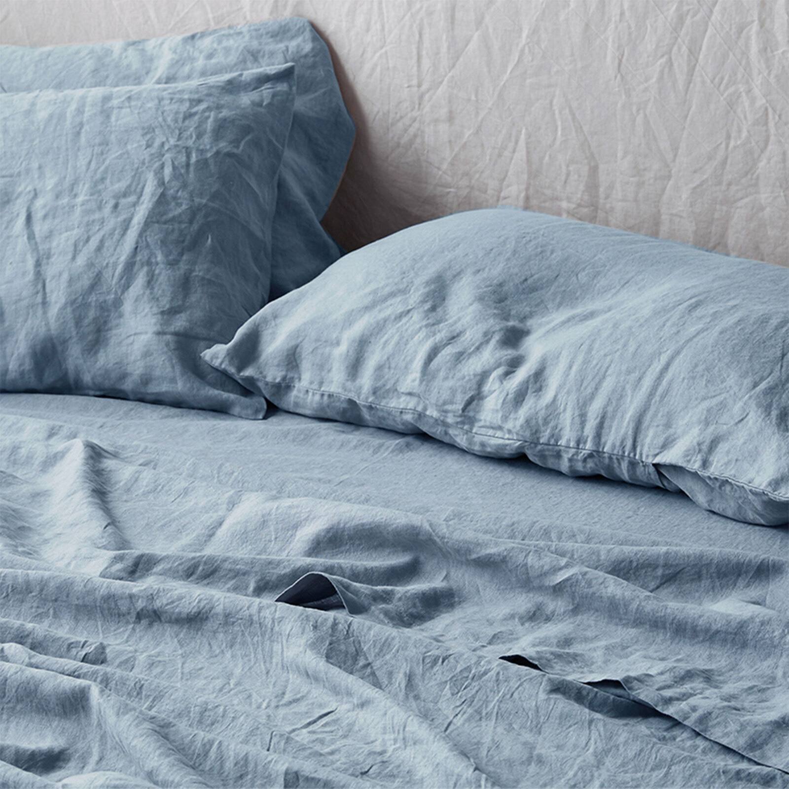 100% pure French linen Sheet Set in Marine Blue
