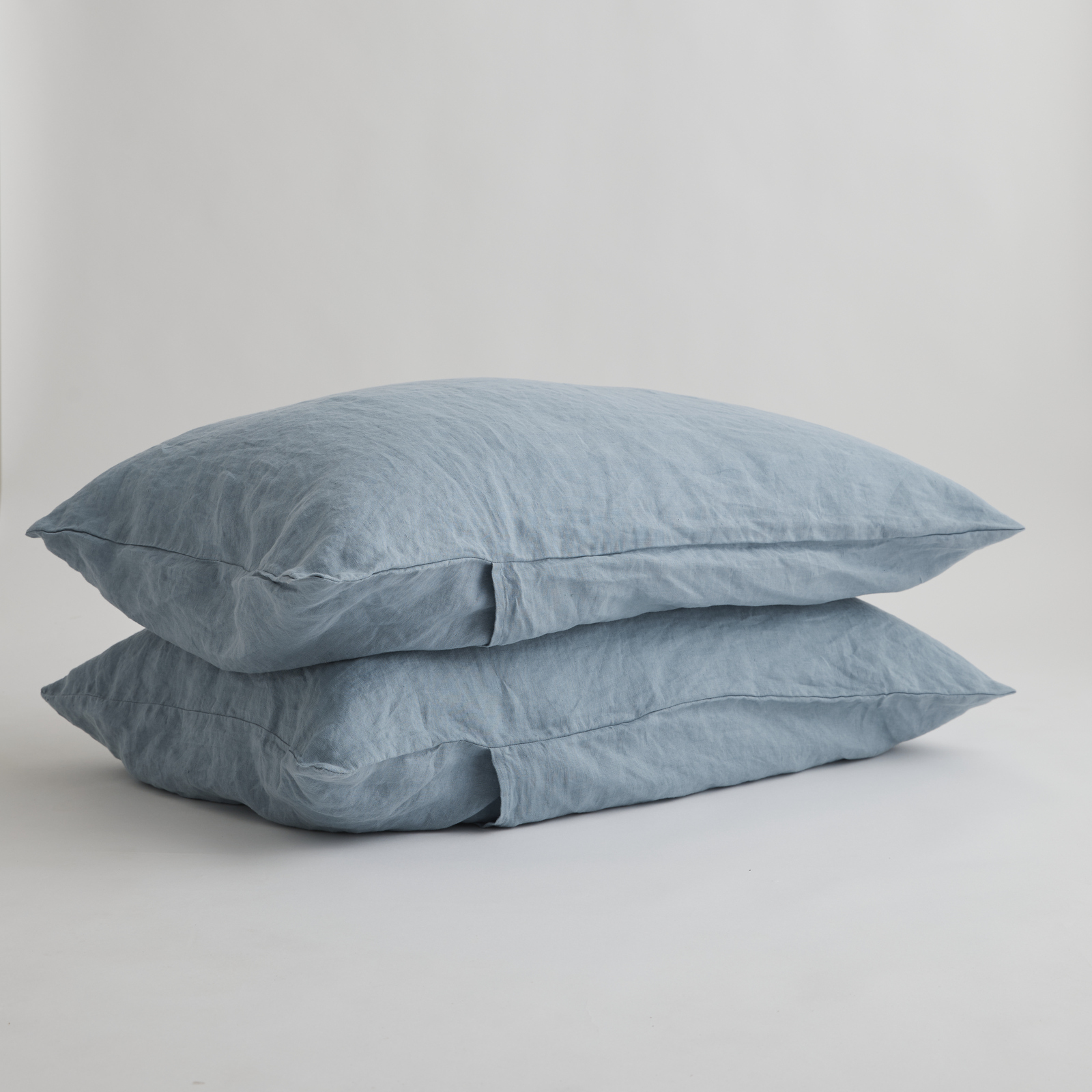 100% Pure Linen Marine Blue Standard Pillowcase Set (2)