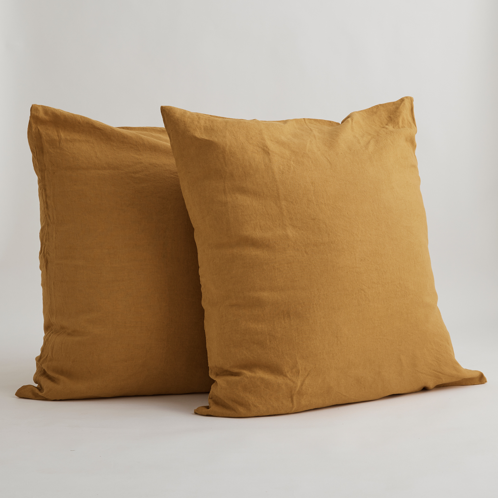 100% Pure Linen European Pillowcase Set in Mustard (2)