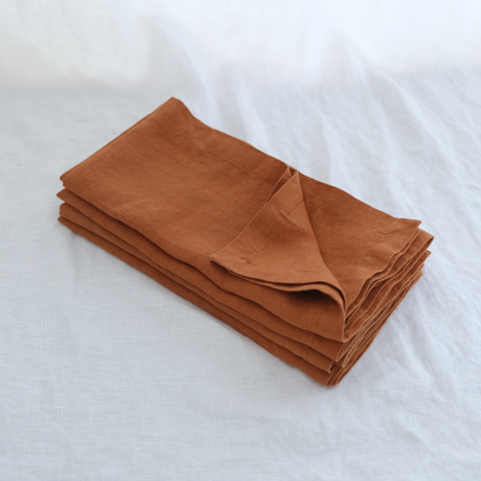 Pure French linen Napkins in Ochre (set of 4)