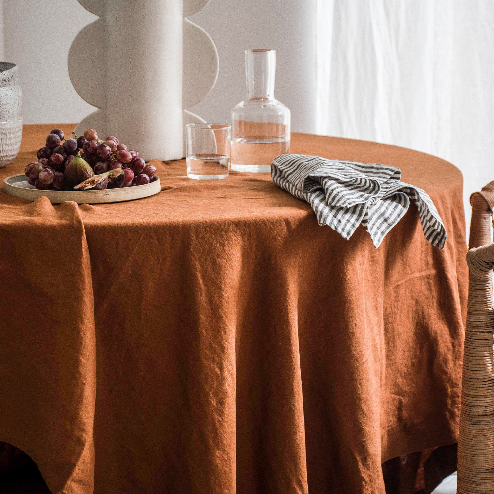 French Linen table cloth in Ochre 