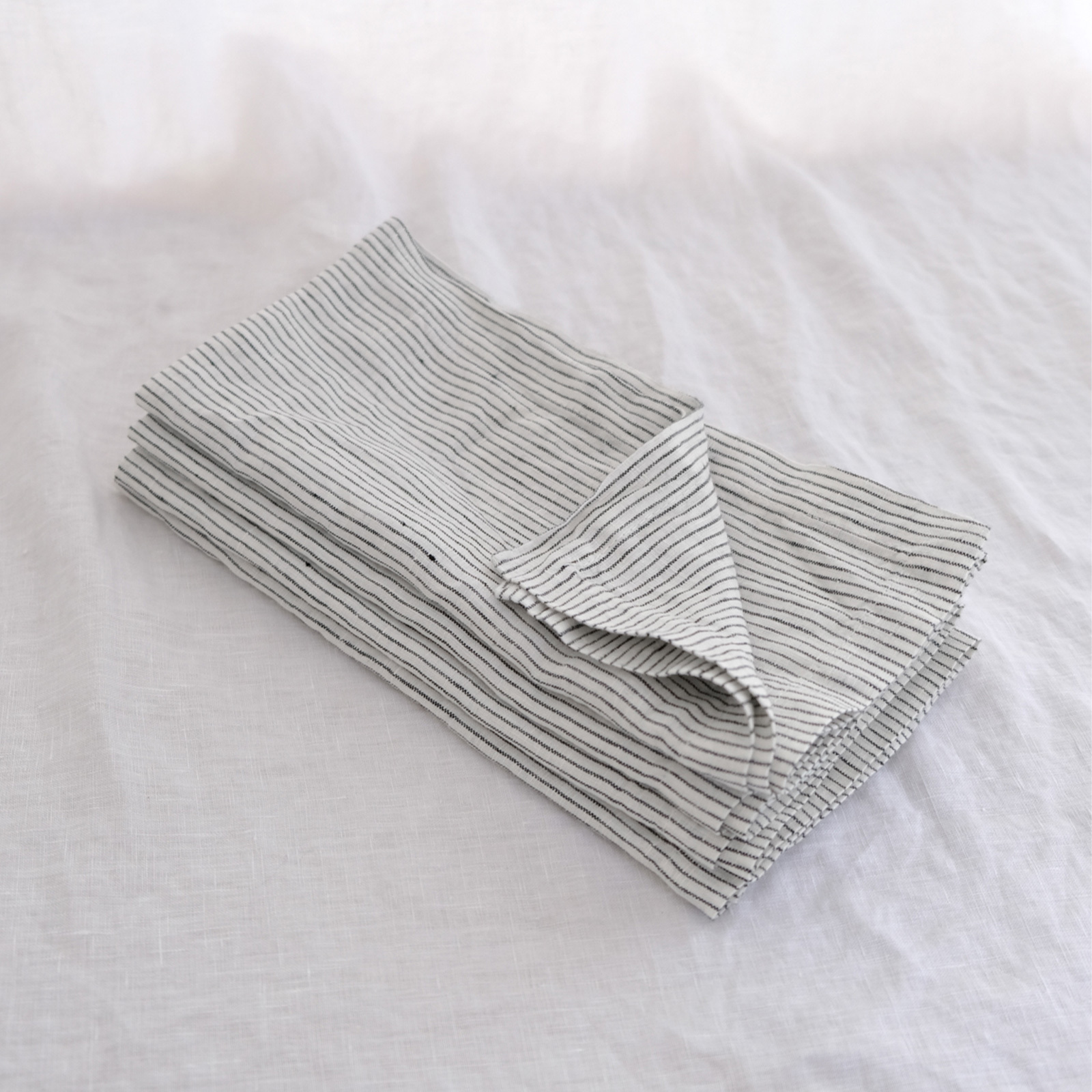 Pure French linen Napkins in Pinstripe (set of 4)