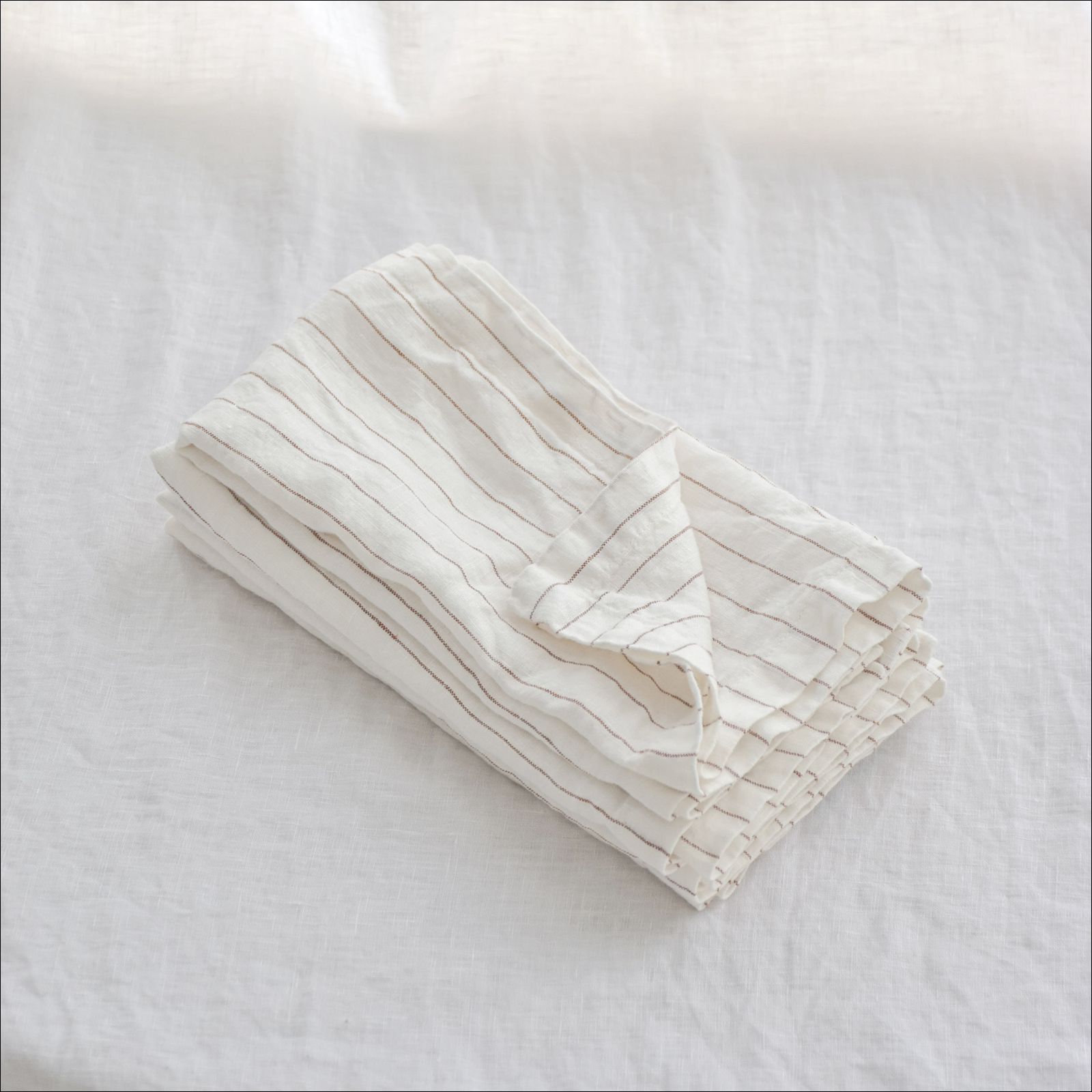 Pure French linen Napkins in Cocoa Stripe (set of 4)