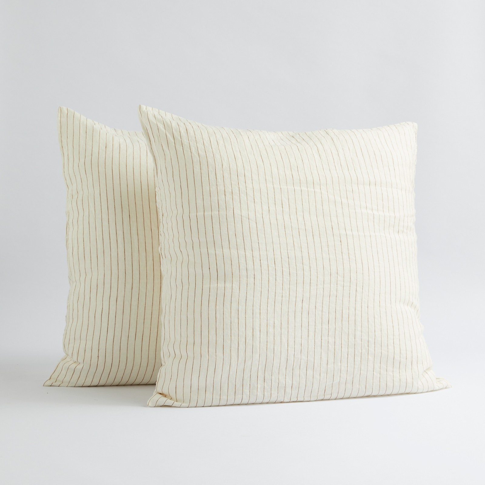100% Pure Linen European Pillowcase Set in Cocoa Stripe (2)