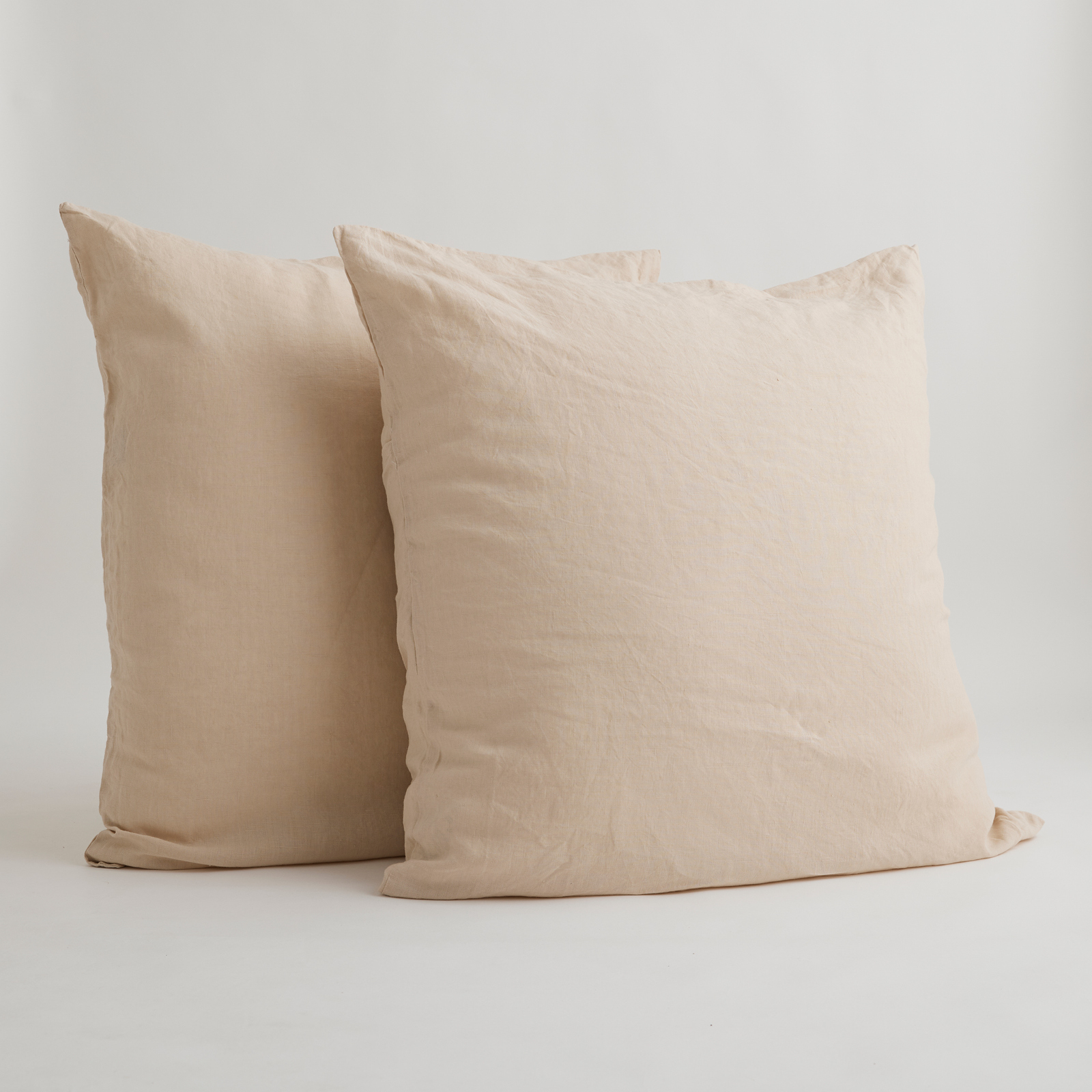 100% Pure Linen European Pillowcase Set in Crème (2)