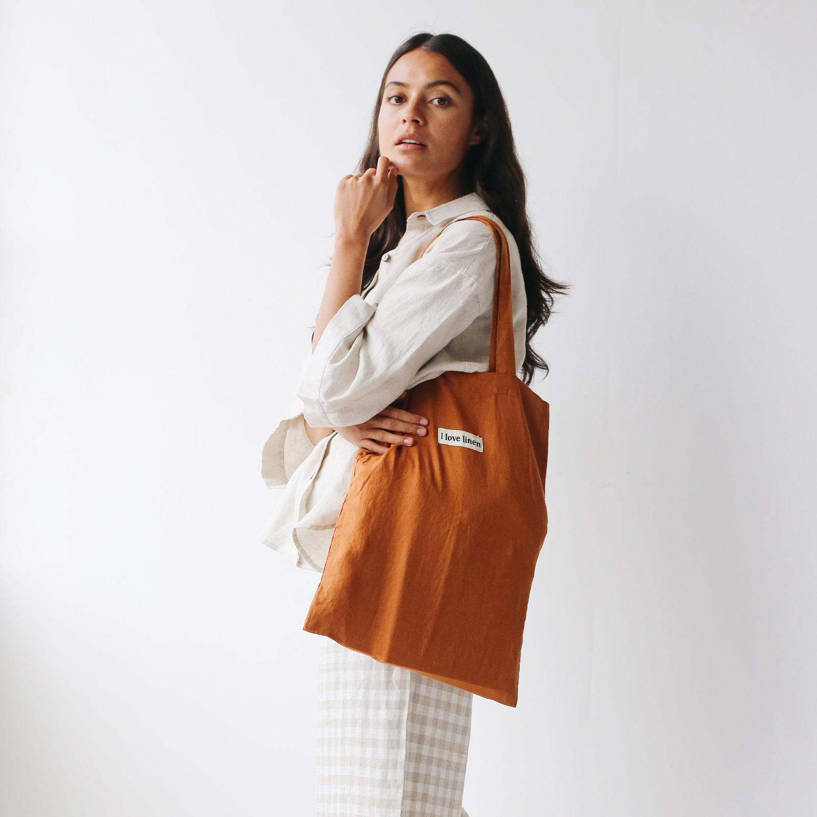 French Linen Market Bag in Ochre