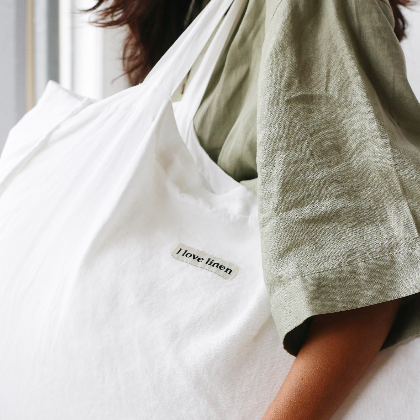 French Linen Carry All Bag in White