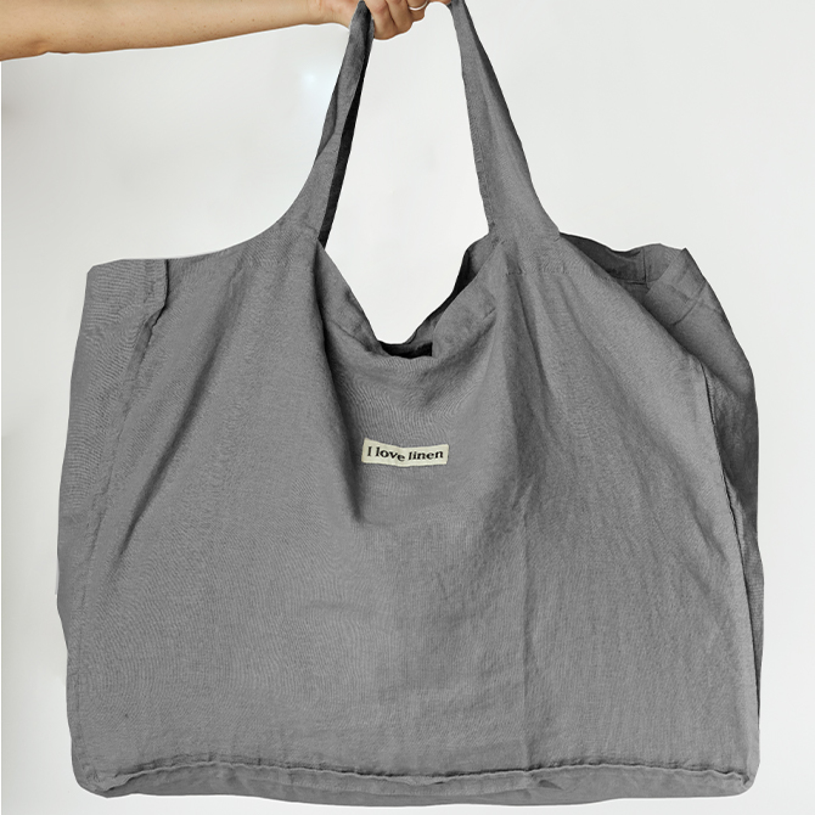 French Linen Carry All Bag in Warm Grey