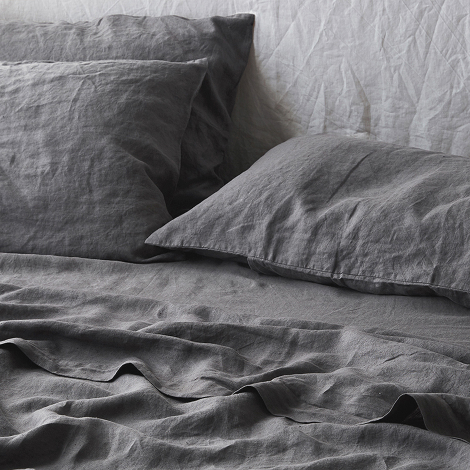 French linen flat sheet in Warm Grey