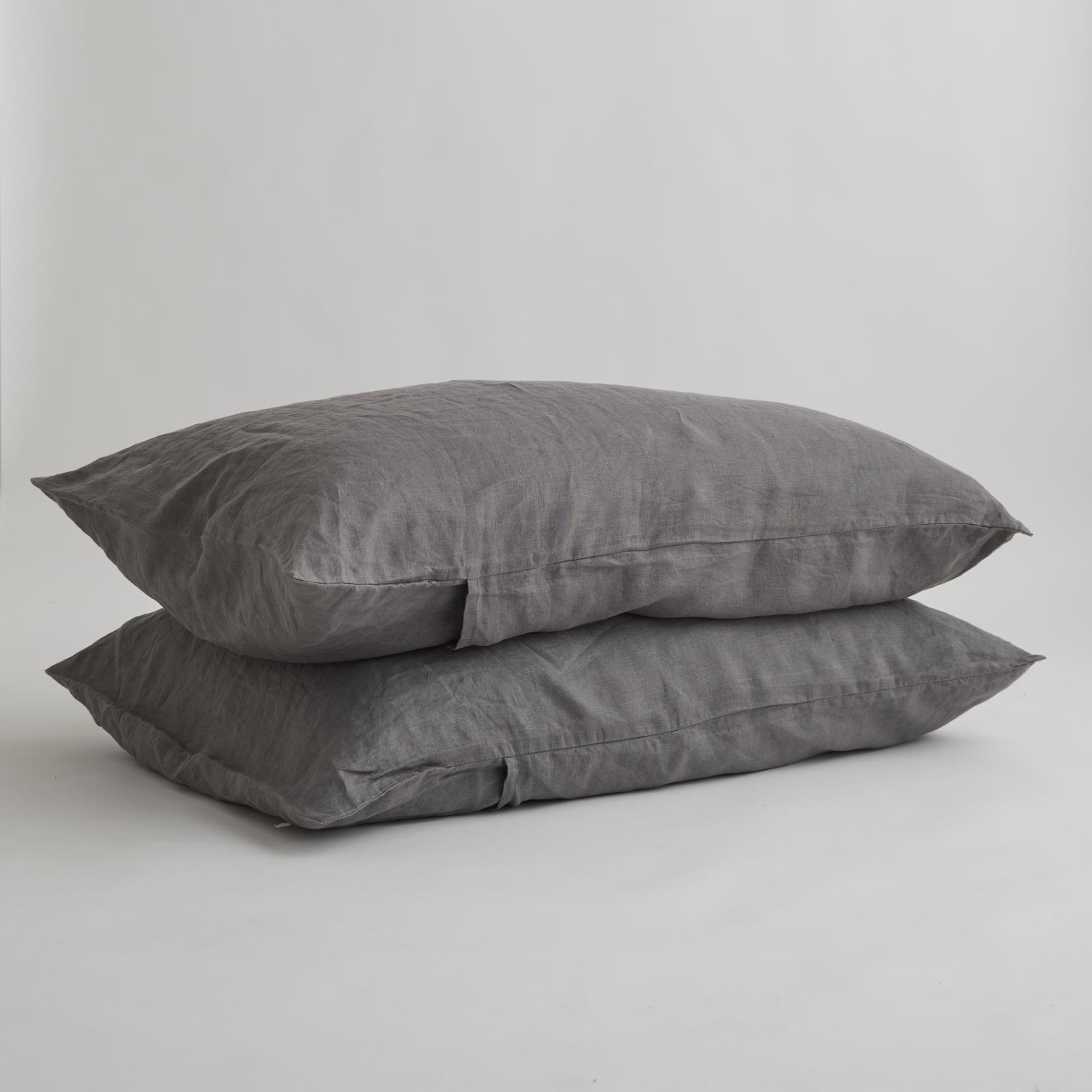 100% Pure Linen Warm Grey Standard Pillowcase Set (2)
