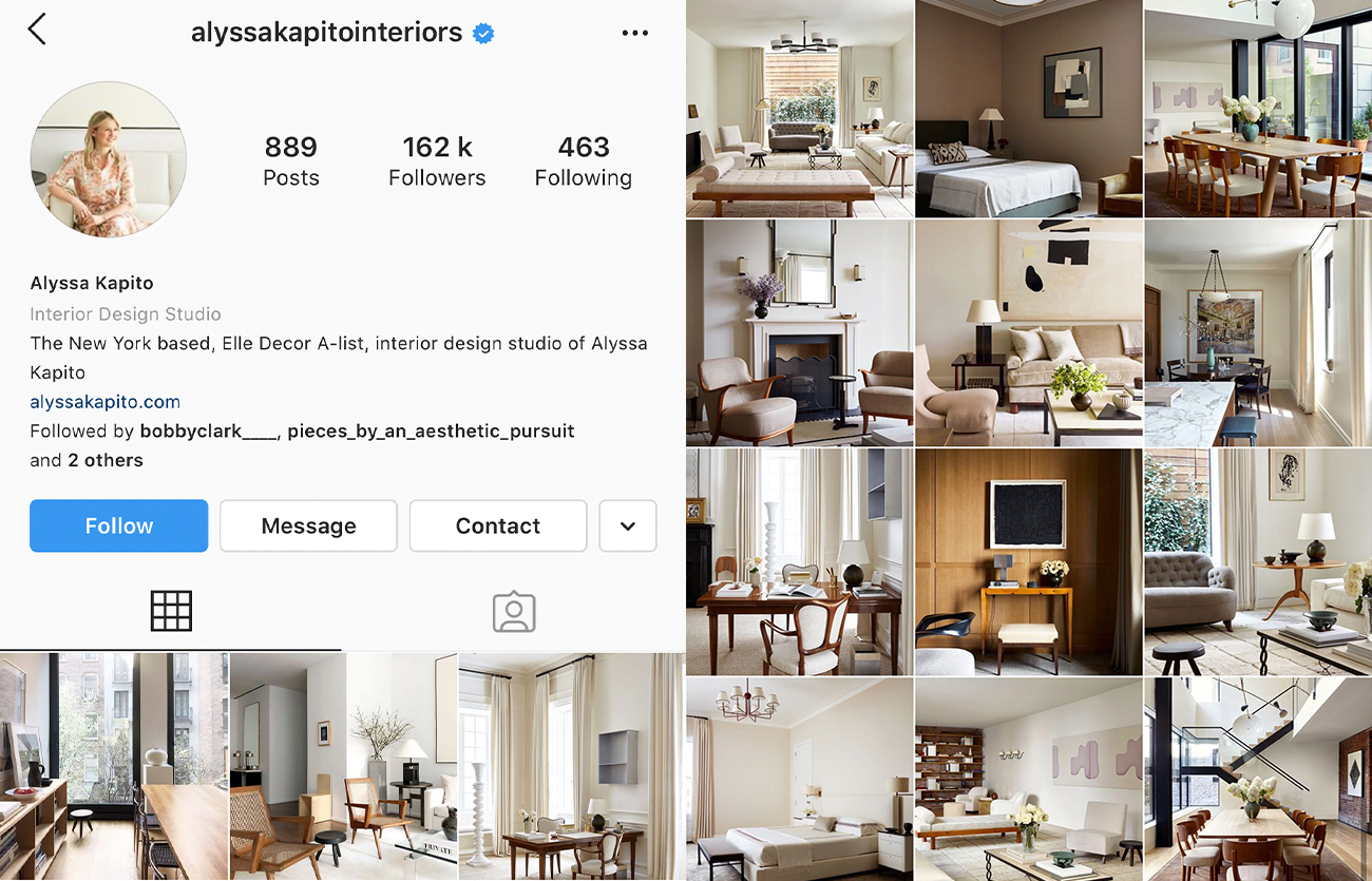 Alyssa Kapito Interiors Instagram Profile