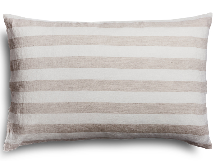 Thick Natural and Milk Stripes Linen Pillow case 