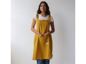 French linen Apron in Mustard