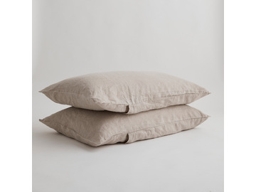 100% Pure Linen Natural Standard Pillowcase Set (2)