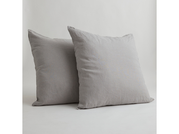 100% Pure Linen European Pillowcase Set in Soft Grey (2)