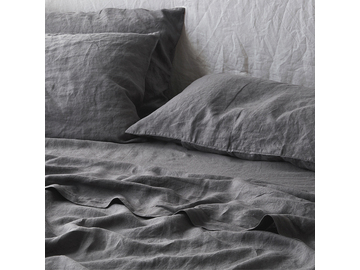 French linen fitted sheet in Warm Grey