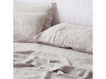 French linen fitted sheet in Natural