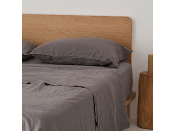 100% pure French linen sheet set in Warm Grey