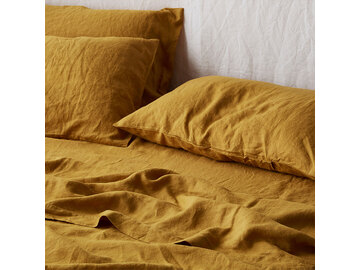 100% pure French linen sheet set in Mustard