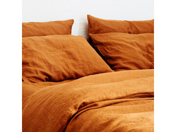 100% pure French linen Duvet Cover in Ochre