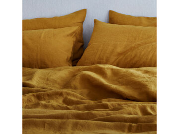 100% pure French linen duvet cover in Mustard 