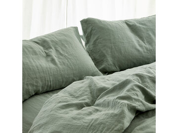 100% pure French linen duvet cover in Sage