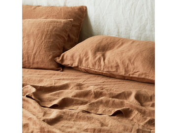 100% pure French linen sheet set in Sandalwood