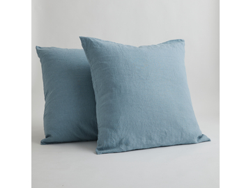100% Pure Linen European Pillowcase Set in Marine Blue (2)