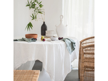 French Linen table cloth in Milk