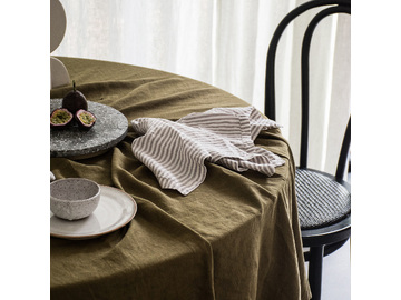 French Linen Table Cloth in Olive