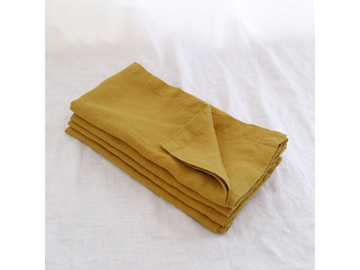 Pure French linen Napkins in Mustard (set of 4)