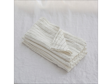 Pure French linen Napkins in Olive Stripe (set of 4)