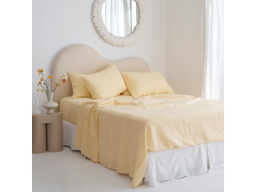 French linen Flat Sheet in Daisy