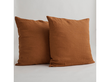 100% Pure Linen European Pillowcase Set in Ochre (2)