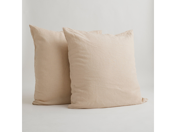 100% Pure Linen European Pillowcase Set in Crème (2)