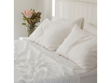 French linen flat sheet in White