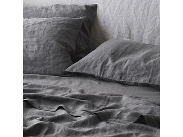 French linen flat sheet in Warm Grey