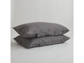 100% Pure Linen Warm Grey Standard Pillowcase Set (2)