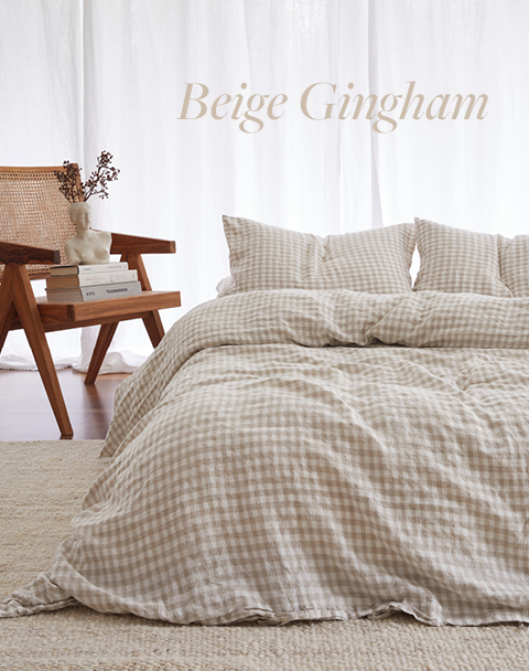 Bedroom Beige Gingham French Linen